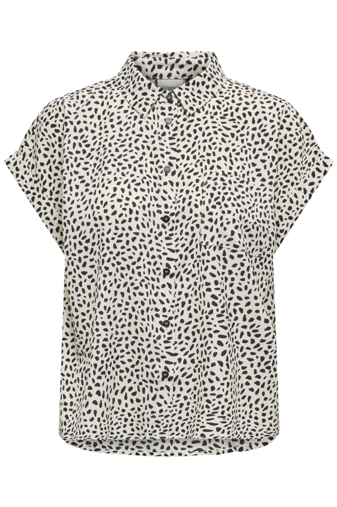 ONLHANNOVER LIFE S/S SHIRT WVN NOOS 15351855 CLOUD DANCER/BLACK GRAP
